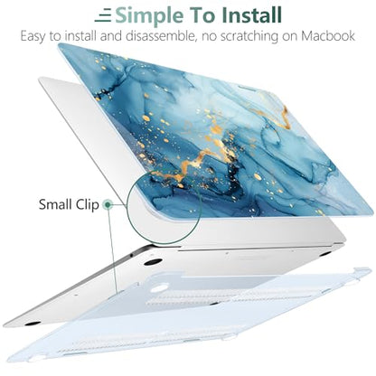 DONGKE for MacBook Air 13 Inch Case 2021-2018, Compatible with A2337 M1 A2179 A1932 Support Retina Display & Touch ID, Hard Shell Plastic Cover with Keyboard Skin - Blue Marble - color: Blue Marble