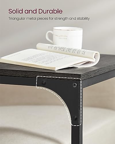 VASAGLE C-Shaped End Table, Side Table for Sofa, Couch with Metal Frame, Small TV Tray for Living Room, Bedroom in Misty Gray and Black ULET353B68 - color: Misty Gray + Black
