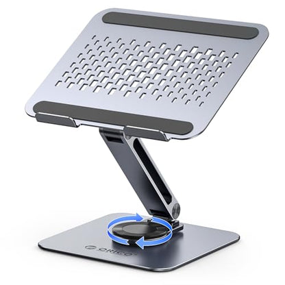 ORICO Adjustable Laptop Stand with 360° Rotating Base, Foldable Aluminum Alloy Laptop Riser for Desk, Compatible with MacBook Neo Air Pro, Dell, HP (Up to 17") - ST10, Gray - color: Gray