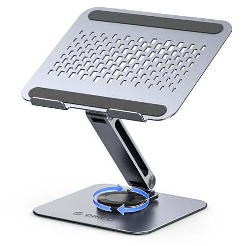 ORICO Adjustable Laptop Stand with 360° Rotating Base, Foldable Aluminum Alloy Laptop Riser for Desk, Compatible with MacBook Neo Air Pro, Dell, HP (Up to 17") - ST10, Gray - color: Gray
