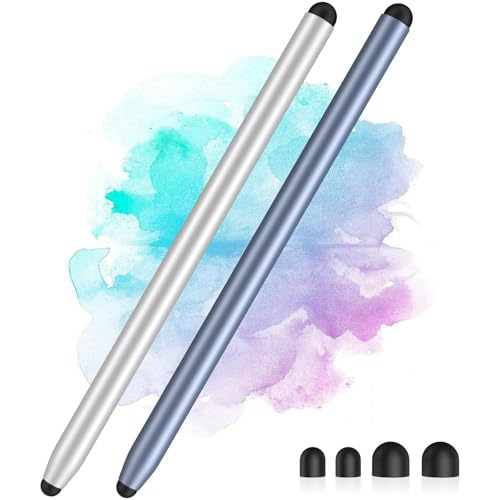 Stylus Pen for Touchscreen, 2-in-1 Magnetic Universal Stylists | High Sensitivity & Precision, Metal Barrel,Compatible with iPad,iPhone,Android Microsoft Surface Nintendo Switch Touchscreen - color: Silver/Blue