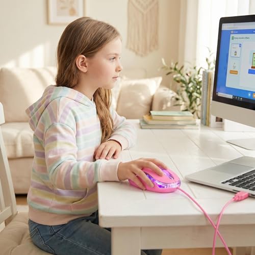 SOON GO Kids Mouse 2 Pack [Pink Blue] for Laptop Mini USB Optical Wired Mice fit for Kids Girls Lady use Compatible with Computer Laptop PC Desktop Windows 7/8/10/XP Vista and Mac - color: bluepink
