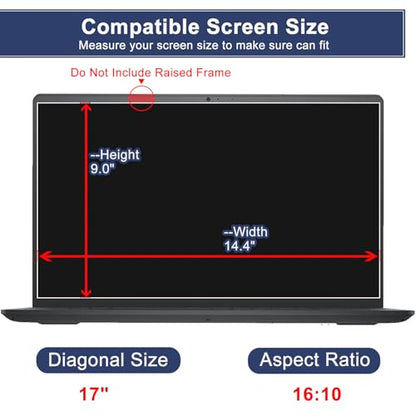 17" Laptop Screen Protector Tempered Glass for 17 Inch 16:10 Aspect Ratio Screen HP/Dell/Sony/Samsung/Lenovo/Acer/MSI/Razer Blade/LG Gram 17" Laptop（14 7/16 x 9 1/16 Inch - size: 17"(16:10)
