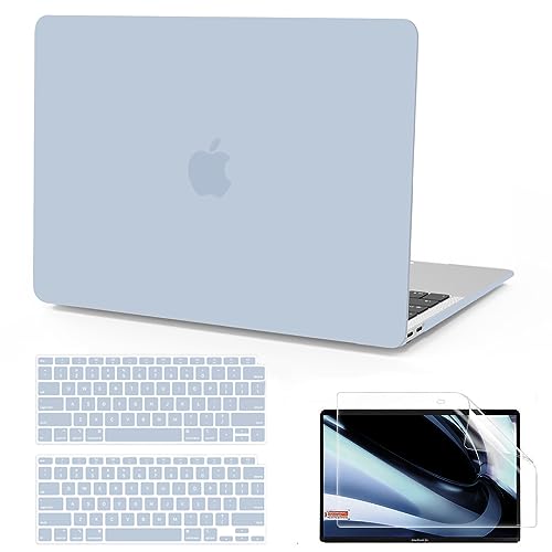 B BELK Compatible with MacBook Air 13 inch Case M1 2021 2020 2019 2018 | Matte Plastic Hard Shell for MacBook Air 13.3 inch Case A2337 A2179 A1932 with Keyboard Cover & Screen Protector, Baby Blue - color: Baby Blue