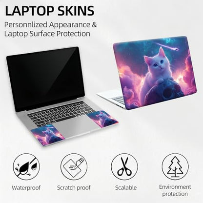 Galaxy Nebula Cat Universal Laptop Skin Sticker 3PCS, Protective Decal Trim-to-Fit 11.6" 13.3" 14" 15.6" Laptop Vinyl Cover, Removable Anti-Scratch Computer Decal Protector - color: Galaxy Nebula Cat
