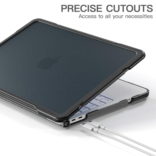 Batianda Ultimate Rugged Case for MacBook Neo 13 Inch 2026, Black | Fits Model A3404, Shock-Absorbing TPU Bumper, Carbon Fiber Side Texture, Matte Rugged Shockproof Hybrid Protective Shell - color: Black