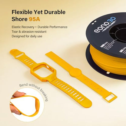 Matte TPU Filament 1.75mm, 1kg - Shore 95A Flexible & Durable TPU, Matte Yellow, Low-Gloss Matte Finish, Minimal Layer Lines, for Phone Cases, Wearables & Functional Parts - color: Matteyellow Tpu