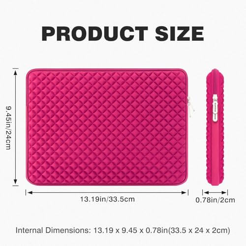 RAINYEAR 13 Inch Laptop Sleeve Shockproof Diamond Foam Case, Deep Pink | Protective Soft Fluffy Lining Case for 14'' MacBook Pro/Max 13.3" MacBook Air/Pro M1 M2 M3 M4 M5 13.3" PC Notebook Chromebook - color: Deep Pink, size: 13"-13.3"
