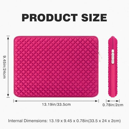 RAINYEAR 13 Inch Laptop Sleeve Shockproof Diamond Foam Case, Deep Pink | Protective Soft Fluffy Lining Case for 14'' MacBook Pro/Max 13.3" MacBook Air/Pro M1 M2 M3 M4 M5 13.3" PC Notebook Chromebook - color: Deep Pink, size: 13"-13.3"