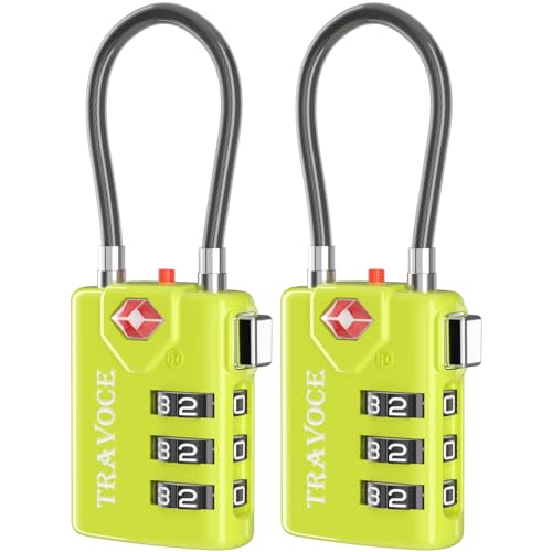 Search Alert TSA Approved Travel Combination Luggage Cable Locks for Suitcase, Gym Locker,Toolbox,Backpack 1,2,4,6 &10 pk (Lime 2 Pack) - color: Lime 2 Pack