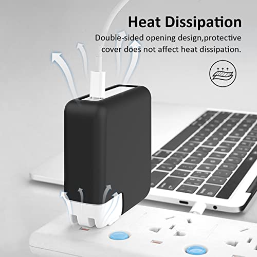 MacBook Silicone Charger Cover Protector, Premium Grade for 16 inch 2023/2022/2021 Pro M3 M2 M1 (140W Adapter), Black - color: Black