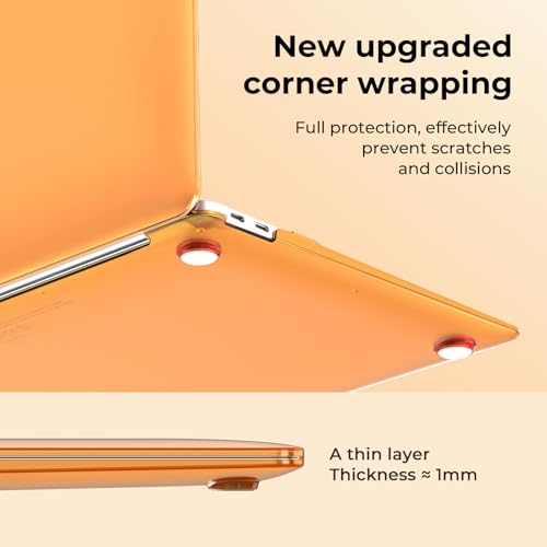 EooCoo for MacBook Air 13.3 inch Case with Keyboard and Screen Protector | Ultra Thin and Transparent, Hard Case Compatible with MacBook Air 13.3 inch M1 Chip 2021-2018 with Retina Display - color: Crystal Orange