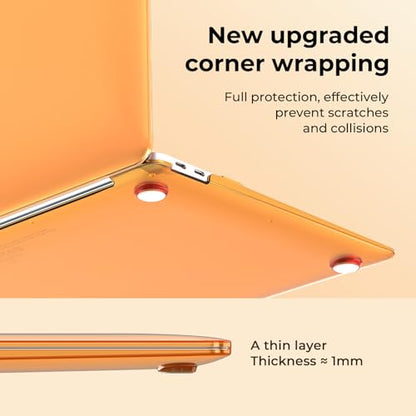 EooCoo for MacBook Air 13.3 inch Case with Keyboard and Screen Protector | Ultra Thin and Transparent, Hard Case Compatible with MacBook Air 13.3 inch M1 Chip 2021-2018 with Retina Display - color: Crystal Orange