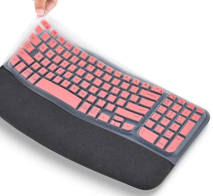 Keyboard Cover Skin for Logitech Wave Keys MK670 Combo Keyboard Skin, Logitech Wave Keys Wireless Ergonomic Keyboard Cover Protector Skin, Logitechs Waves Key MK670 Accessories, Pink - color: Pink