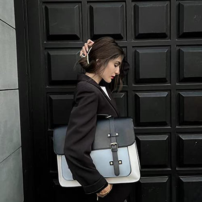 ECOSUSI Laptop Bag for Women Vegan Leather Messenger Bag Fashion Briefcase Computer Satchel Bag - color: Blue