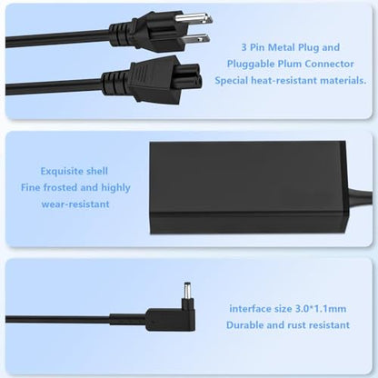 45W Laptop Charger for Acer Aspire 1 3 5 N20C5 N23C3 N23H1 ADP-45FE F PA-1450-26 A515-44 A515-45 A515-46 A515-45-R74Z A515-46-R3UB A515-54 A515-56 A315-24P-R7VH 19V 2.37A 3.0*1.1mm Adapter Power Cord