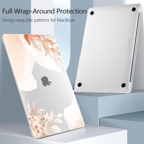 Designed for MacBook Air 13 inch Case 2021-2018 A2337 M1/A2179/A1932, Ultra-Thin Hard Shell Case for MacBook Air 13.3" with Keyboard Cover & USB Adapter & Webcam Cover, Abstract Flowers - color: Abstract Flowers