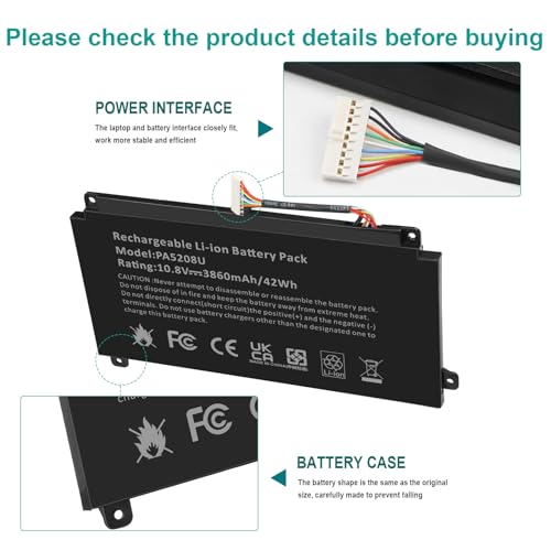 PA5208U-1BRS L55W-C5259 Battery for Toshiba Chromebook 2 CB30 CB35 CB35-B3330 CB35-B3340 CB35-C3300 CB35-C3350 Satellite E45W E45W-C4200X E45W-C4200 P55W P55W-C5204 P55W-C5208 P55W-C5314 P55W-C5200X - size: 8.58*3.72*0.85inch
