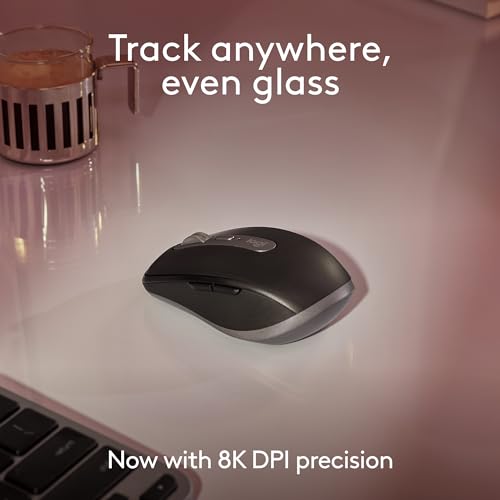 Logitech MX Anywhere 3S Mac Compact Wireless Mouse 8K DPI - Pale Grey | Compact, Bluetooth, any-surface tracking, quiet clicks, USB-C, for MacBook Pro, MacBook Air, iMac, iPad - color: Pale Grey
