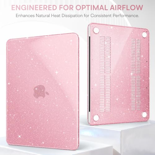 May Chen Compatible with MacBook Neo 13 inch Model A3404 2026 Release, Slim & Lightweigh Frosted Finish Protective Case with Keyboard Cover&Screen Protector, Glitter Pink - color: Glitter Pink