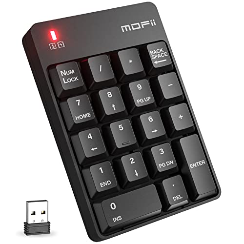 MOFII Number Pad - Black Wireless 2.4G Numeric Keypad Silent 19 Keys USB Keypads, Portable Financial Accounting Numpad 10 Key for Laptop/Notebook/Surface Pro/PC - color: Black-B