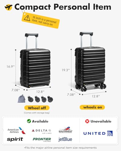 Lekesky 18 Inch Expandable Carry On Luggage Airline Approved, Black | Durable ABS, Small Underseat Carry-on Luggage with TSA Lock Spinner Wheels, Personal Item Luggage Removable Wheels for Travel - color: B-Black, size: 18 Inch