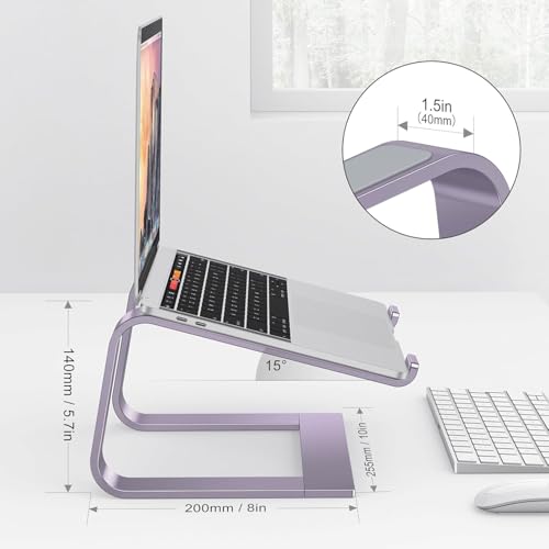 OMOTON Laptop Stand, Detachable Mount for MacBook Air/Pro Dell HP Purple | 11-17" Laptop Holder for Desk, Notebook Computer Mount, Lightweight Cooling for Desk, Ergonomic Home Office - color: Purple