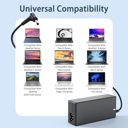 65W Laptop Charger Compatible with IdeaPad 3 1 5,s340 S145 330 320 310 110 110s 510 520 530s 710s s540 S730,Flex 5 6 4 1470 1480,V14 V15 V17,65W 45W Round Tip AC Adapter - size: 4.21*1.69*1.14in Round Tip