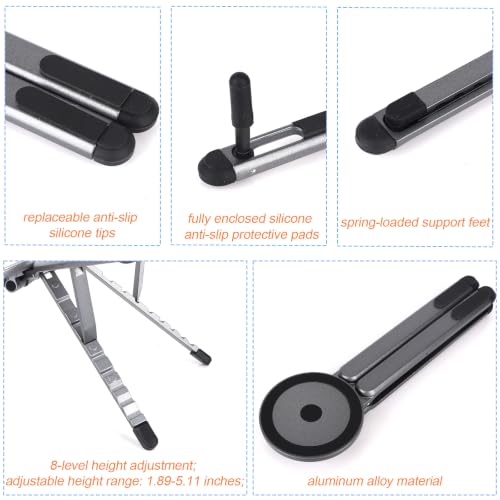 3-in-1 Portable Laptop Stand, Aluminum Alloy Foldable & Adjustable Travel Laptop Desktop Riser Stand Holder with Magnetic Metal Ring & Storage Bag Suitable for Mobile Phones Tablets Computer