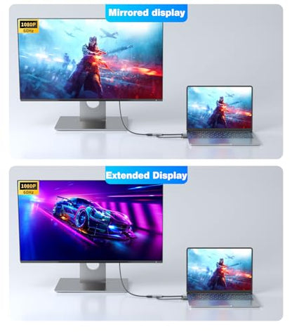 VGA to HDMI Adapter, Uni-Directional 1080P@60Hz | VGA (Source) to HDMI (Display) Converter Compatible with Computer, Laptop, Graphics Card, Monitor, Projector - color: Gray