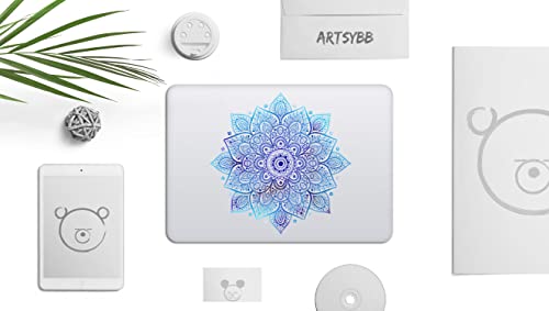 Mandala Laptop Sticker Decal - Waterproof Transparent Vinyl Decals Stickers - Mandalas Blue Sticker Starry Night Partial Skin Compatible with Computer MacBook Air Pro 13 15 inch Mac Retina - color: Blue on Transparent Material