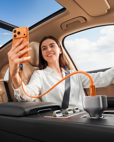 VRURC Ultra 240W Fast Charging USB C Cable with LED Digital Display,3.3ft | Smart Display,Battery Protection,Nylon Braided,Compatible with MacBook,iPad Pro,Laptops,iPhone 17/16/15,Galaxy S26/S25 - color: Orange