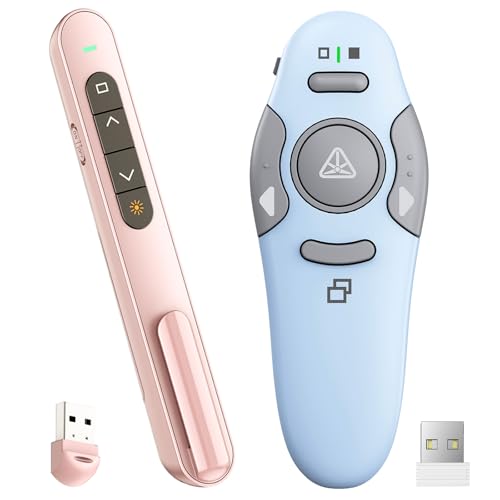 QUI Presenter Clicker Bundle | Pen-Shaped USB A Pink & Remote-Shaped USB A Blue