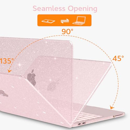B BELK Glitter Case for MacBook Neo 13 inch 2026 Release Model A3404 | Clear Sparkly Scratch Resistant Protective Hard Shell for Mac Neo Case with Keyboard Cover & Screen Protector, Bling Pink - color: Glitter Blush