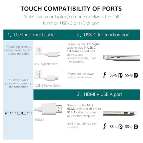 INNOCN 15.6 inch Portable Monitor Touchscreen | 1080P | HDMI, USB C HDMI | for MacBook, Windows, Tablets, Android, Chrome, PS4, Switch, Mini PC | 400Nits | 100% sRGB - style: with Foldable Stand