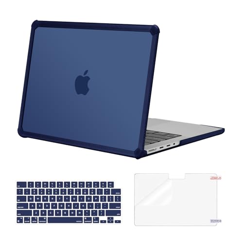 MOSISO Compatible with MacBook Pro 14 inch Case M5 M4 M3 M2 M1 2026-2021 | 3 in 1 Kit Anti-Crack Hard Shell with TPU Bumper, A3427 A3426 A3434 A3112 A3185 A3401 A2918 A2992 A2779 A2442, Navy Blue - color: Navy Blue