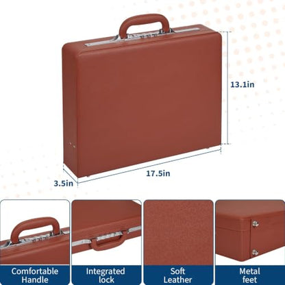 Garvee Briefcases for Men, Professional Leather Briefcase | Integrated Lock, Hard Side, Expandable Attache Case, 15.6" Laptop, Work Office Travel - color: Brown