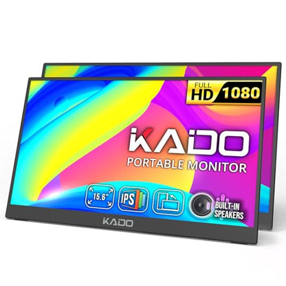 Kado 2-Pack Portable Monitor 15.6-inch FHD 1080p Rotating Stand IPS Display | 45W Reverse Charging Ultra-Slim Laptop Monitor 1920x1080 with Built-in Speakers for PC, Mac, Phone, Xbox, PS5, USB-C & HDMI - size: Pivot Stand 2-Pack