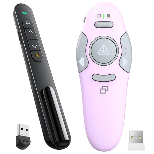 QUI Presenter Clicker Bundle | BK600 Slim-Shaped USB A Black & BQ100 Remote-Shaped USB A Purple