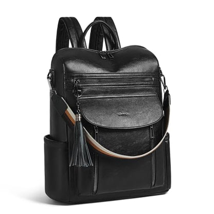 Laptop Backpack for Women 15.6 inch,Travel Leather Backpack Purse Nurse Teacher Carry on Backpack Computer Bag,Professional Water-Resistant College Business Work Casual Daypack,Black - color: Black01