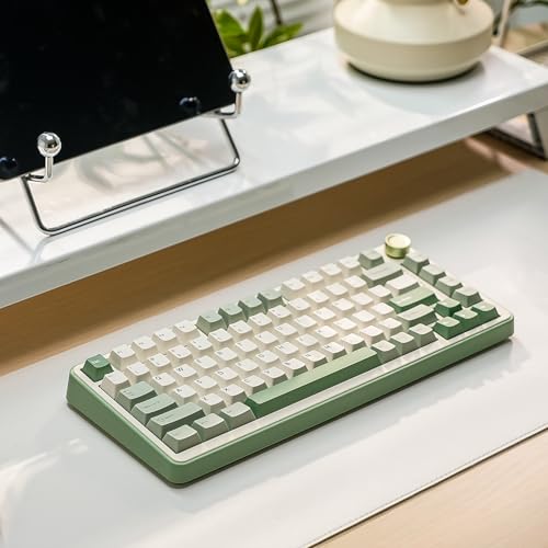 YUNZII B75 PRO Wireless Mechanical Gaming Keyboard | Custom 75% Layout with Knob,Gasket Mount,Hot Swap,Creamy Pre-lubed Switch,BT/USB-C/2.4G (Matcha Green, Milk Switch) - color: Matcha Green, size: Milk Switch