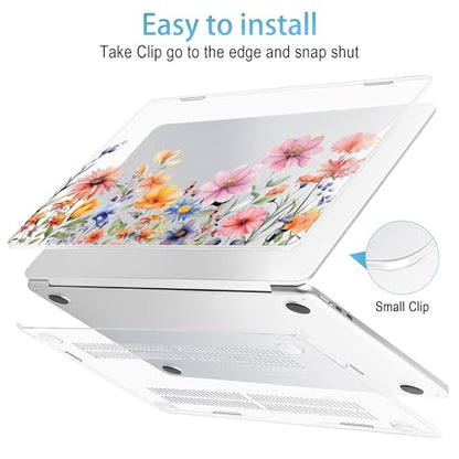Mektron for 2026/2025/2024/2023 MacBook Air 15 INCH M5 A3448 /M4 A3241 /M3 A3114 /M2 A2941 Case, Printed Plastic Hard Shell Cover with 15.3" Liquid Retina Display Touch ID, Floral P165 - color: Floral P165