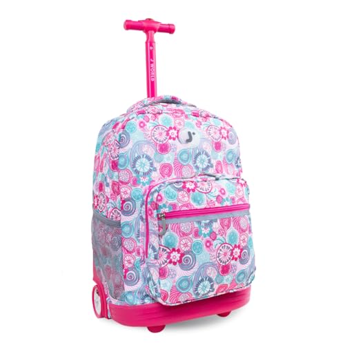 J World New York Sunrise Rolling Backpack, Blue Raspberry, One Size, 18" - color: Blue Raspberry