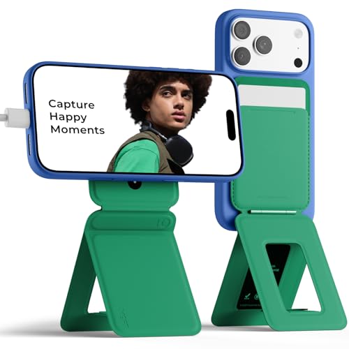 MOFT Phone Tripod Stand & Wallet, NFC Card Holder, Hold 1-2 Cards | Mulit-Angles | Portable l MOVAS Leather | Magsafe Compatible | Easy to Charge | Travel Essential |For Content Creators - color: Oz Green, size: With Card Slot