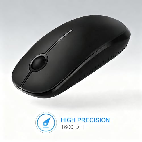 Unipows Wireless Mouse-2.4G Slim Portable Computer Mouse, Black | Nano Receiver, Less Noise Mobile Optical Mice for Notebook, PC, Laptop, Desktop - color: Black