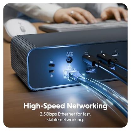 HyperDrive Next Thunderbolt 5 Dock with SSD Enclosure — 120Gbps Computer Docking Station with Triple 4K Display, Thunderbolt Share, M.2 PCIe Gen4 Slot, AI Module Support, USB-A, 2.5G Ethernet