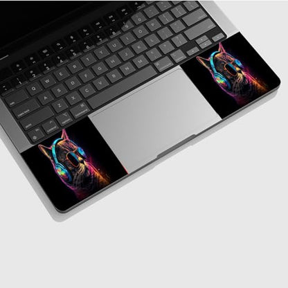 Universal Laptop Skin Sticker with 2 Wrist Pad Skins, Waterproof Scratch Resistant Vinyl Laptop Cover Decal, Cut to Fit for 11–15.6 Inch MacBook HP Dell Lenovo, Cool Cat with Glasses - color: Cool Cat with Glasses