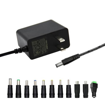 5V 1A AC Adapter Power Supply Charger 5W AC/DC Adapter 100-240V AC to DC 5V Power Cord Converter with 11 Interchangeable Jacks Plug for USB Hub TV Box Router Camera and More (1 Pack)