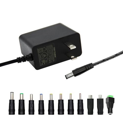 5V 1A AC Adapter Power Supply Charger 5W AC/DC Adapter 100-240V AC to DC 5V Power Cord Converter with 11 Interchangeable Jacks Plug for USB Hub TV Box Router Camera and More (1 Pack)