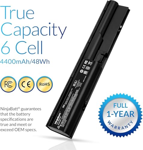 NinjaBatt Battery for HP ProBook 4540S 4530S 4440S 4430S 633805-001 | Fits 6460B PR06 PR09 HSTNN-DB2R HSTNN-IB2R HSTNN-LB2R HSTNN-OB2R 633809-001 633733-241 4730S – 6 cells 4400mAh 10.8V - size: HP 4540S 4530S 4440S